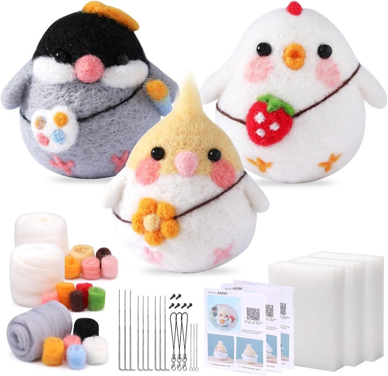 SOCNITC Felting Kits for Beginners, Animal Needle Felting Supplies Kits with Tools Foam Mat Felting Needles, Instructions, Wool Roving Doll Making Supplies for Beginners Adults - Image 1